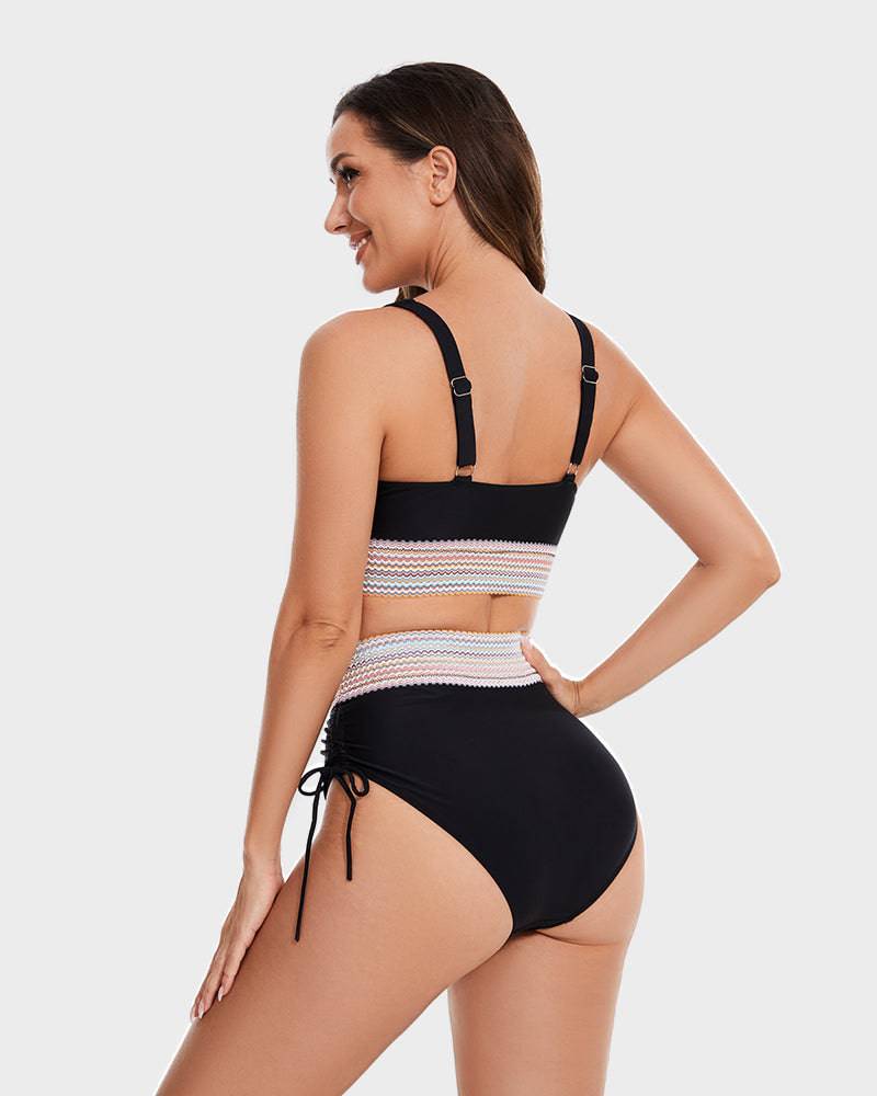 Bikini Set - Two-Piece - V-Neck - High Waist Bikini - Women's Swimwear-Allison Arch