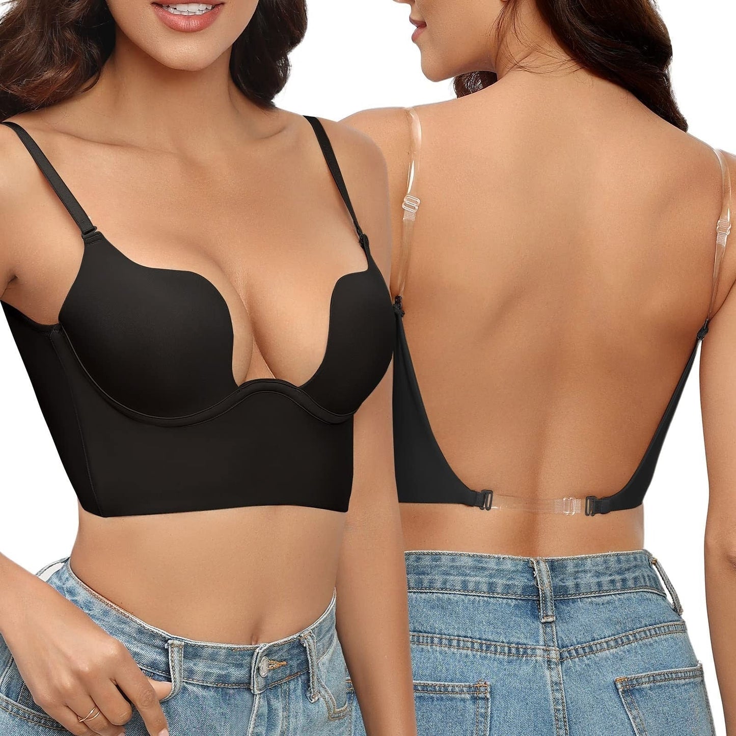 Bra for Backless Dress - Removable Straps - Adjustable - Bra Low Cut - Seamless Bra-Allison Arch