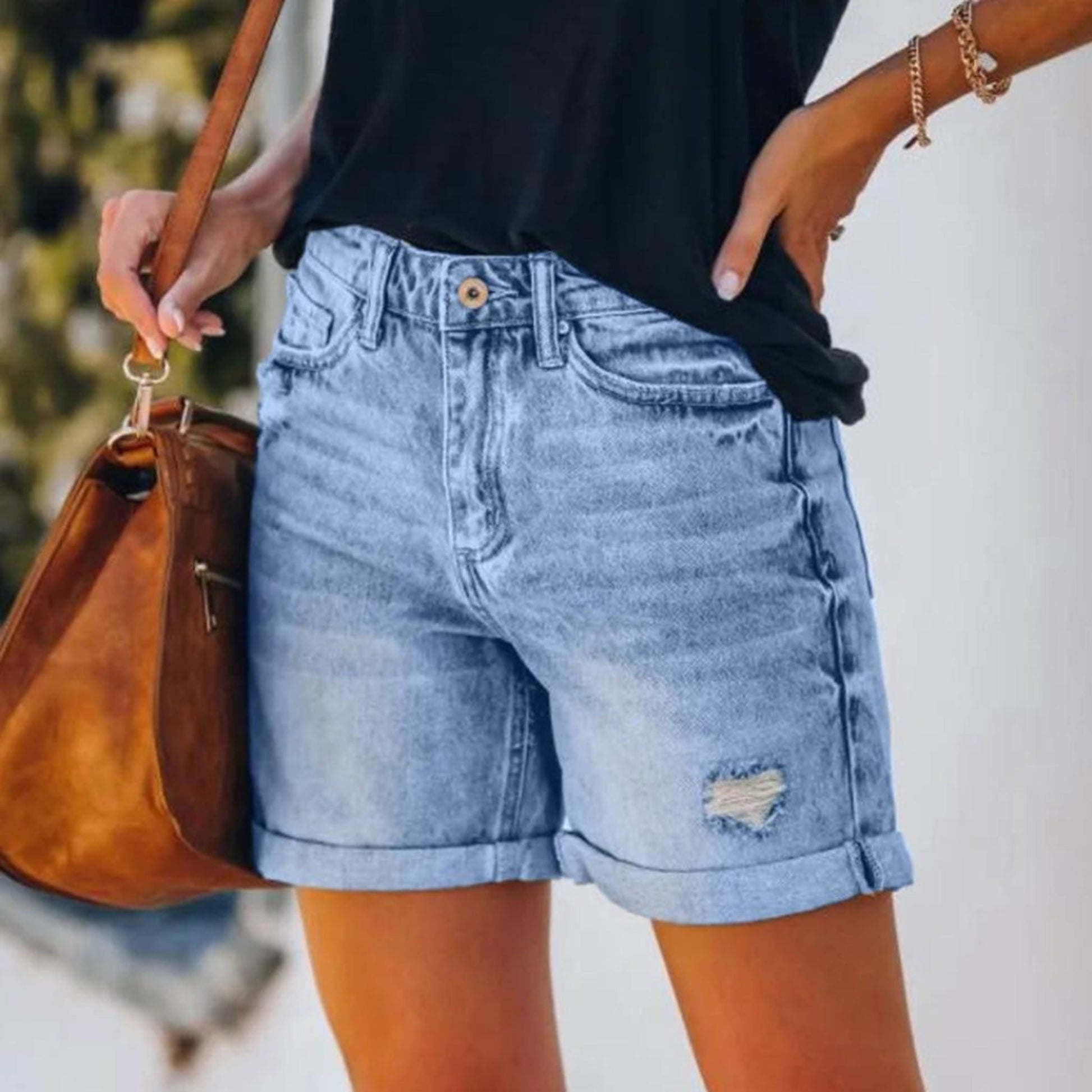 Denim Shorts - Blue - Summer - Jean Shorts - Women's Shorts-Allison Arch