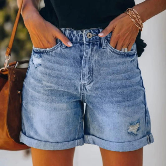 Denim Shorts - Blue - Summer - Jean Shorts - Women's Shorts-Allison Arch