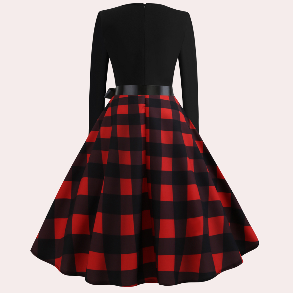 Fit and Flare Dress - Women's Knee Length Bell-Shaped Long Sleeve Dress-Allison Arch