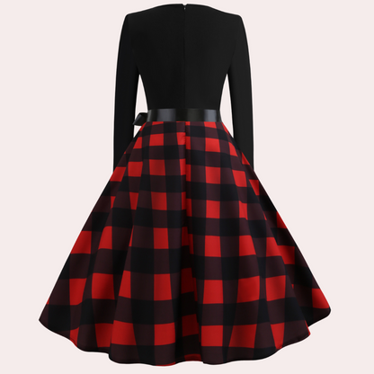 Fit and Flare Dress - Women's Knee Length Bell-Shaped Long Sleeve Dress-Allison Arch