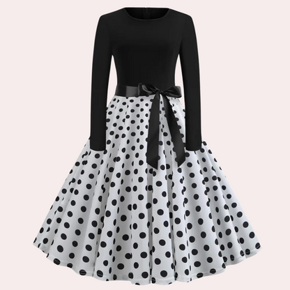 Fit and Flare Dress - Women's Knee Length Bell-Shaped Long Sleeve Dress-Allison Arch