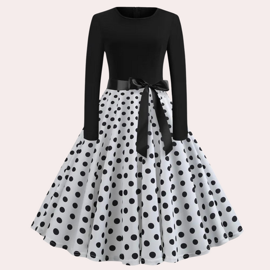 Fit and Flare Dress - Women's Knee Length Bell-Shaped Long Sleeve Dress-Allison Arch