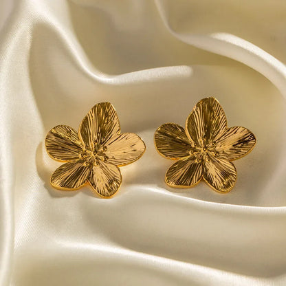 Flower Earrings - Women's Vintage Golden Stud Earrings-Allison Arch