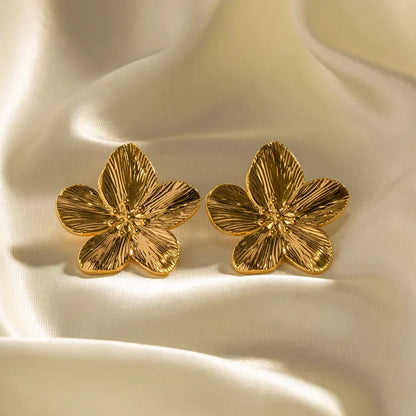 Flower Earrings - Women's Vintage Golden Stud Earrings-Allison Arch