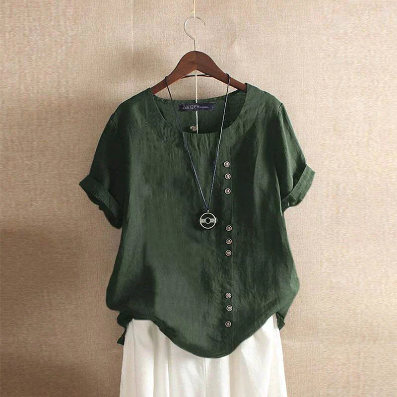 Linen Blouse | Oversized |Short Sleeve | Ladies Linen Shirt | Women's Summer Top-Allison Arch