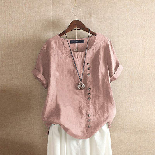 Linen Blouse | Oversized |Short Sleeve | Ladies Linen Shirt | Women's Summer Top-Allison Arch