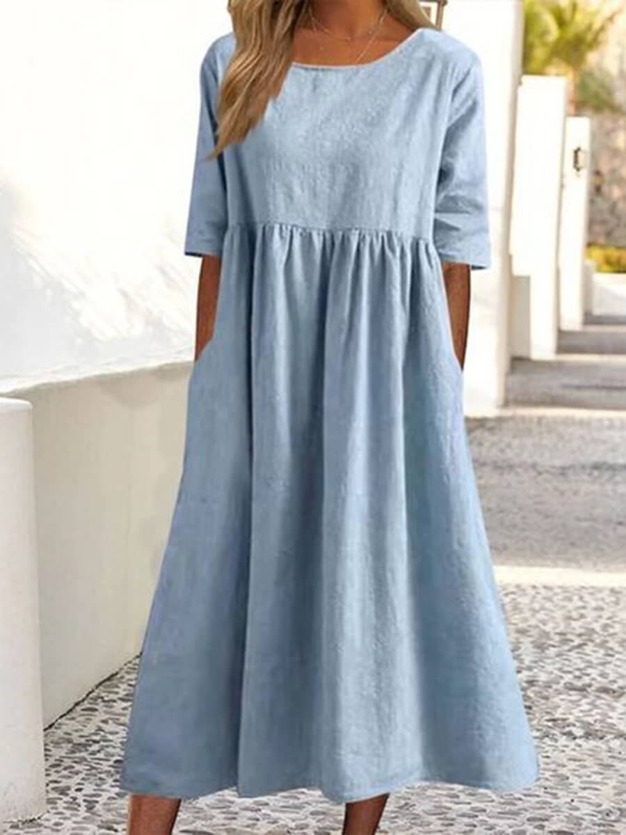 Linen Dress - Loose Fit - Cotton - Long Dresses - Summer Dress-Allison Arch