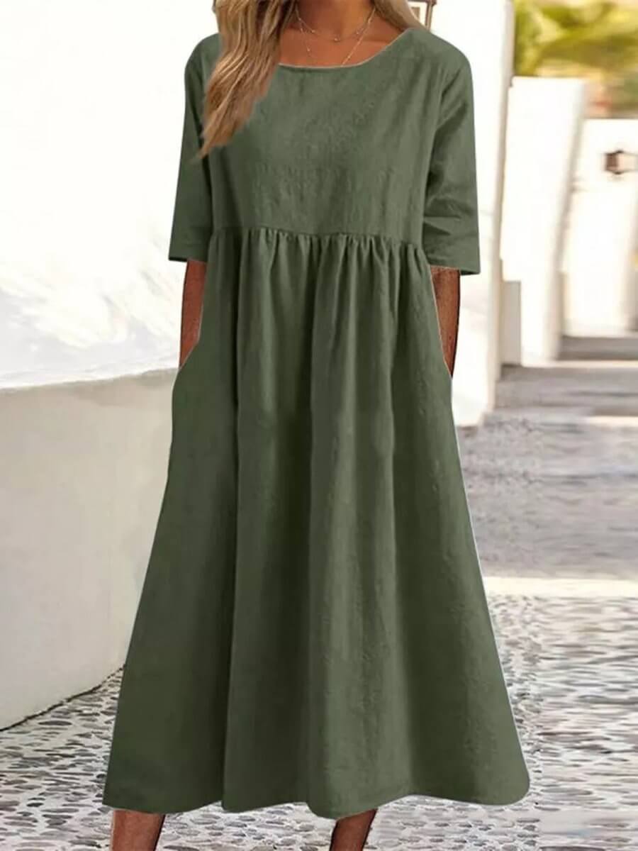 Linen Dress - Loose Fit - Cotton - Long Dresses - Summer Dress-Allison Arch