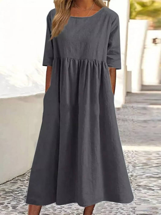 Linen Dress - Loose Fit - Cotton - Long Dresses - Summer Dress-Allison Arch