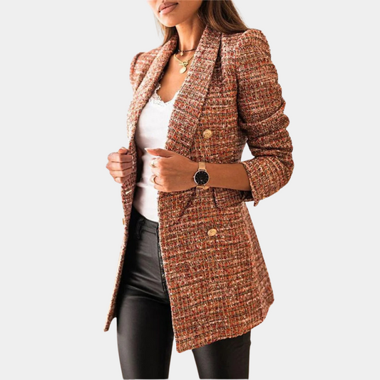 Long Blazer - Women's Stylish Checkered Longline Blazer Jacket-Allison Arch