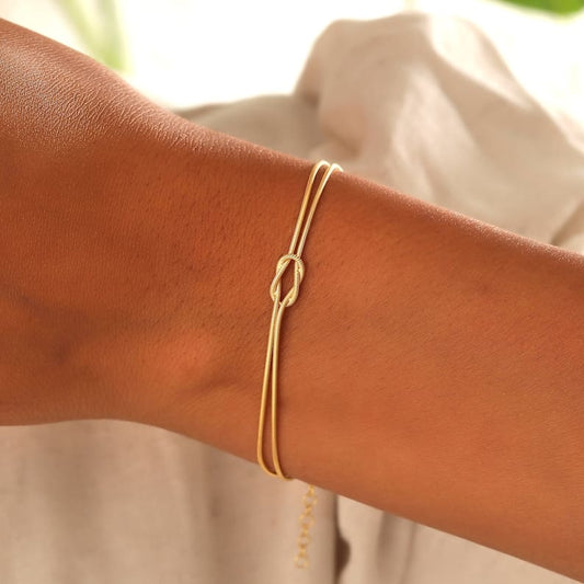 Love Knot Bracelet | Adjustable | Minimalist | Golden Bracelet | Women's Bracelet-Allison Arch