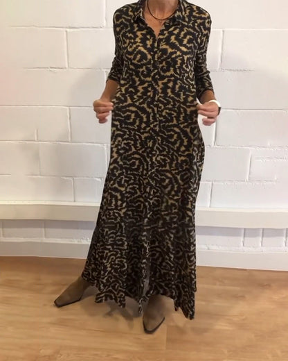 Maxi Dress - Collar - Button-Up - Long Sleeve Dress - Maxi Shirt Dress-Allison Arch