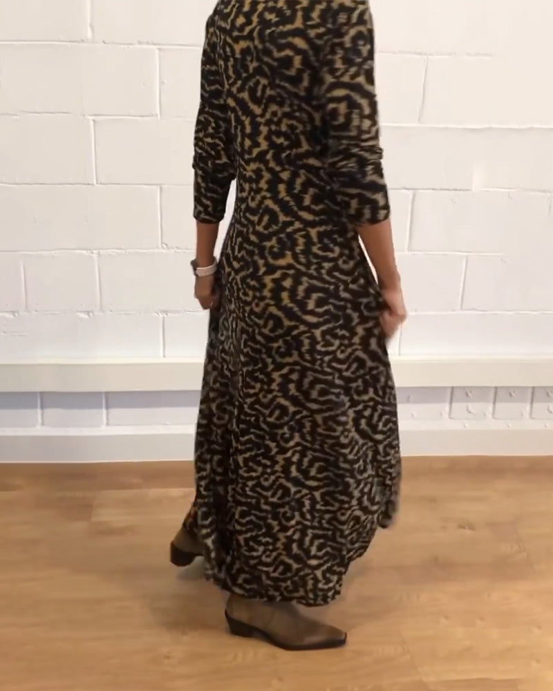 Maxi Dress - Collar - Button-Up - Long Sleeve Dress - Maxi Shirt Dress-Allison Arch