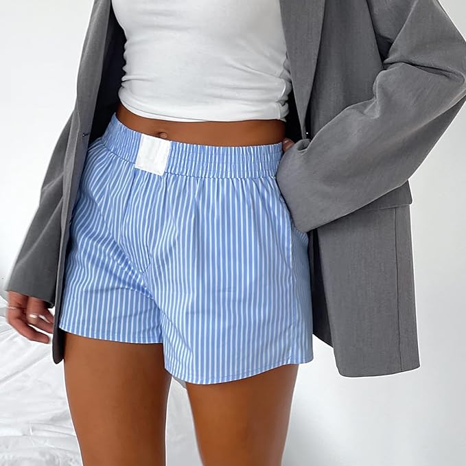 Mini Shorts - Striped - Elastic Waist - Summer Shorts - Women's Shorts-Allison Arch