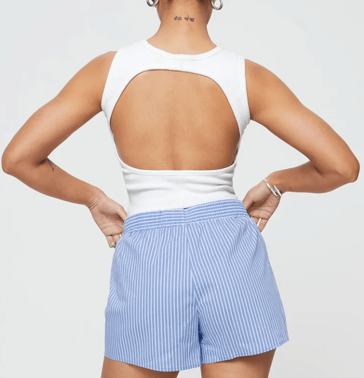 Mini Shorts - Striped - Elastic Waist - Summer Shorts - Women's Shorts-Allison Arch