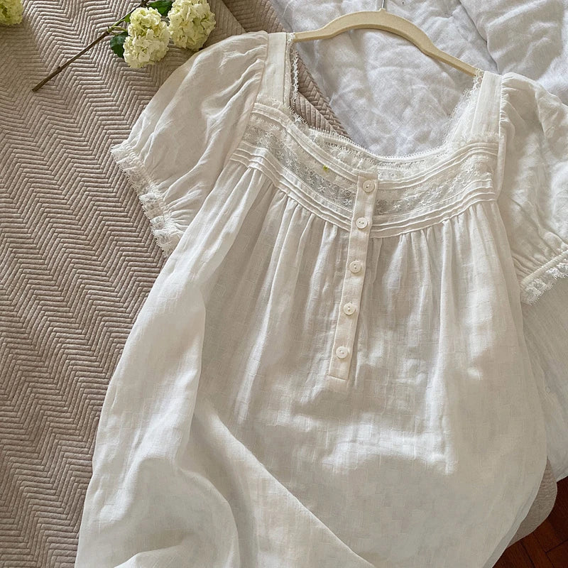 Nighty Dress | White | Long | Night Gown | Women's Sleepwear-Allison Arch