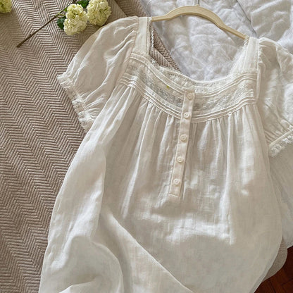 Nighty Dress | White | Long | Night Gown | Women's Sleepwear-Allison Arch
