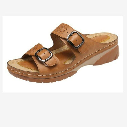Orthopedic Sandals - Double Buckle - Thick Sole - Slip-On Sandals - Women's Slides-Allison Arch