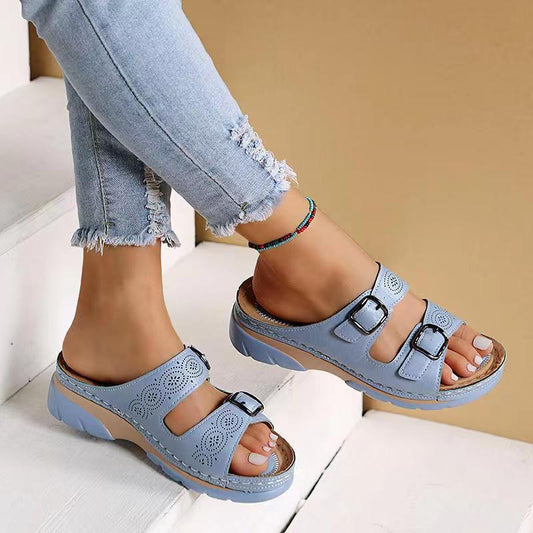 Orthopedic Sandals - Double Buckle - Thick Sole - Slip-On Sandals - Women's Slides-Allison Arch