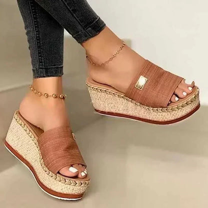 Platform Sandals | Straw | Slip-On | Platform Slides | Women's Sandals-Allison Arch