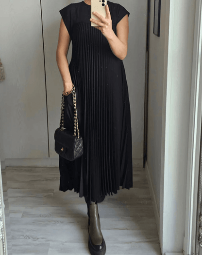 Pleated Dress - Sleeveless - Loose Fit - Maxi Dress - Long Dresses-Allison Arch