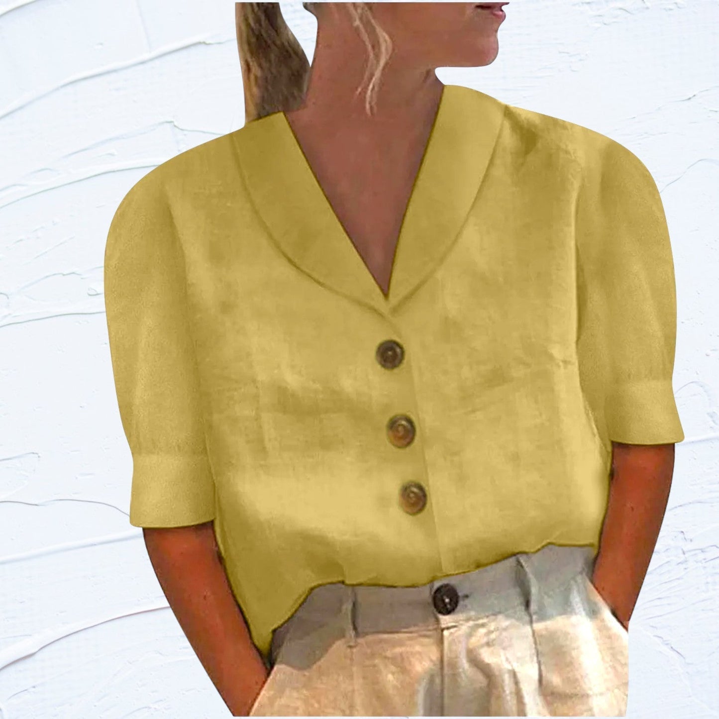 Short Sleeve Blouse | Loose Fit | Collared | Button-Up Top | Ladies Tops-Allison Arch
