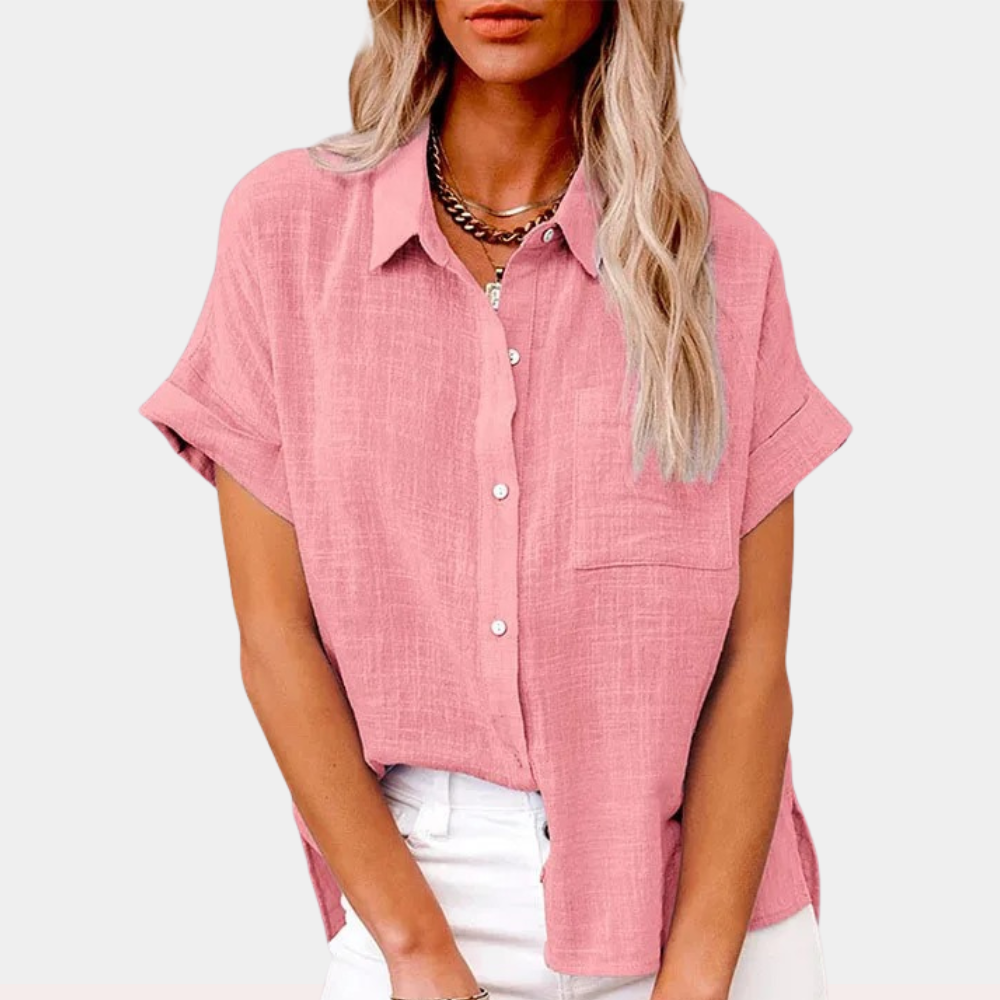 Short Sleeve Shirt - Button-Up - Loose Fit - Summer Shirt - Women's Shirt-Allison Arch