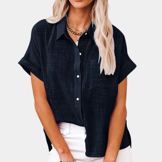 Short Sleeve Shirt - Button-Up - Loose Fit - Summer Shirt - Women's Shirt-Allison Arch