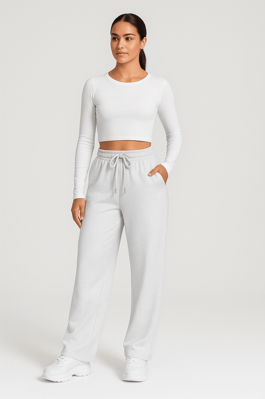 Wide Leg Joggers - Women's Elastic Waist Drawstring Wide Leg Sweatpants-Allison Arch