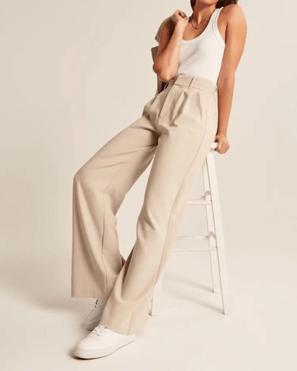 Wide Leg Trousers - Women's High Waisted Petite Wide Leg Dress Pants-Allison Arch