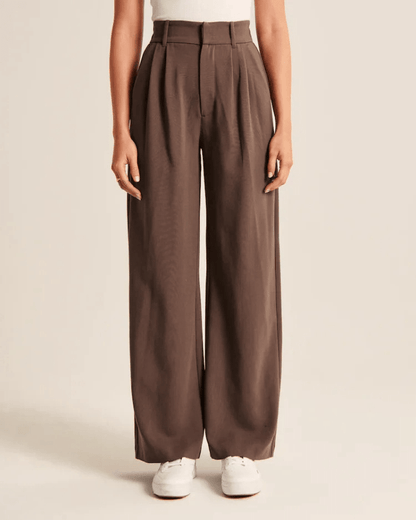 Wide Leg Trousers - Women's High Waisted Petite Wide Leg Dress Pants-Allison Arch