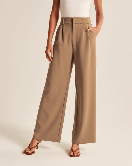 Wide Leg Trousers - Women's High Waisted Petite Wide Leg Dress Pants-Allison Arch
