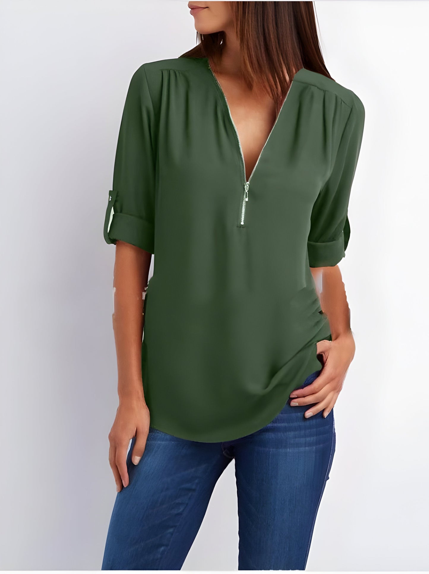 Women's Blouse | Loose Fit | Long Sleeve | Summer Tops | Half Zip Tops Women's-Allison Arch