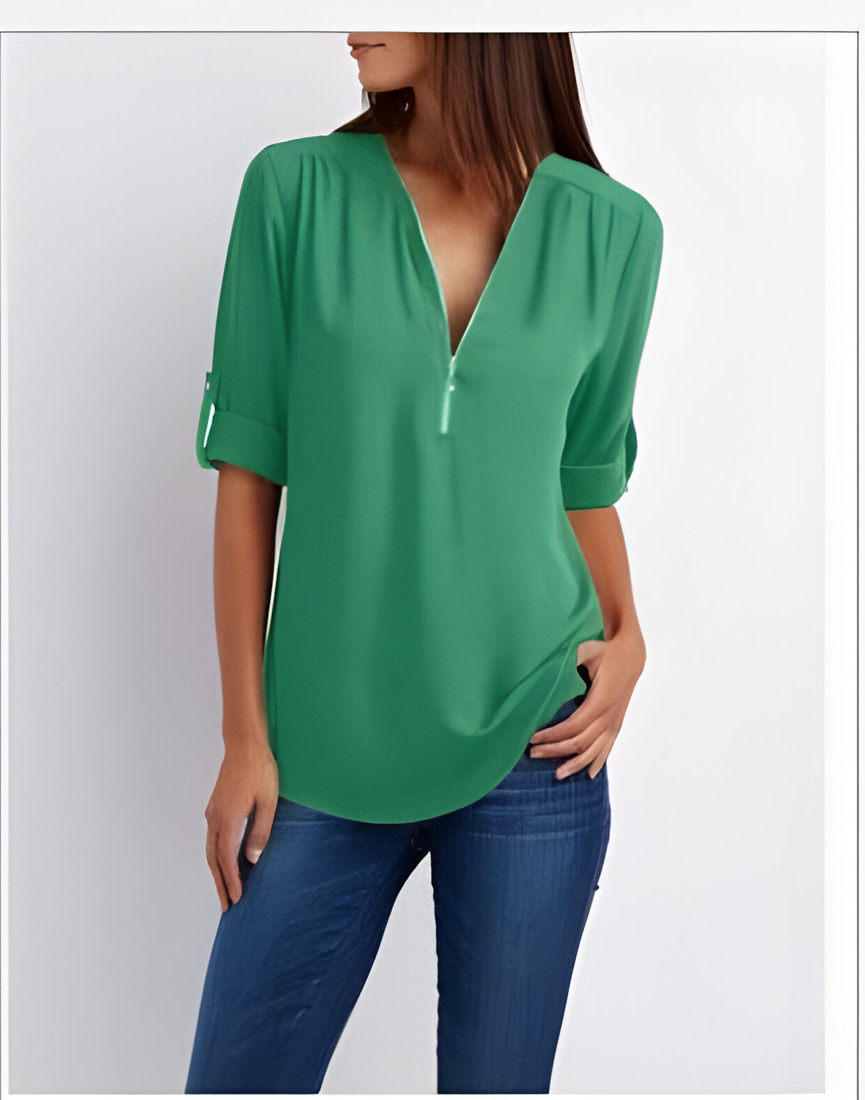 Women's Blouse | Loose Fit | Long Sleeve | Summer Tops | Half Zip Tops Women's-Allison Arch