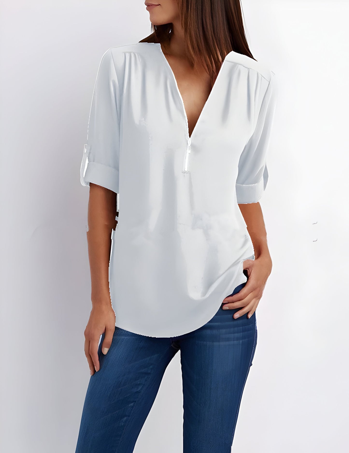 Women's Blouse | Loose Fit | Long Sleeve | Summer Tops | Half Zip Tops Women's-Allison Arch