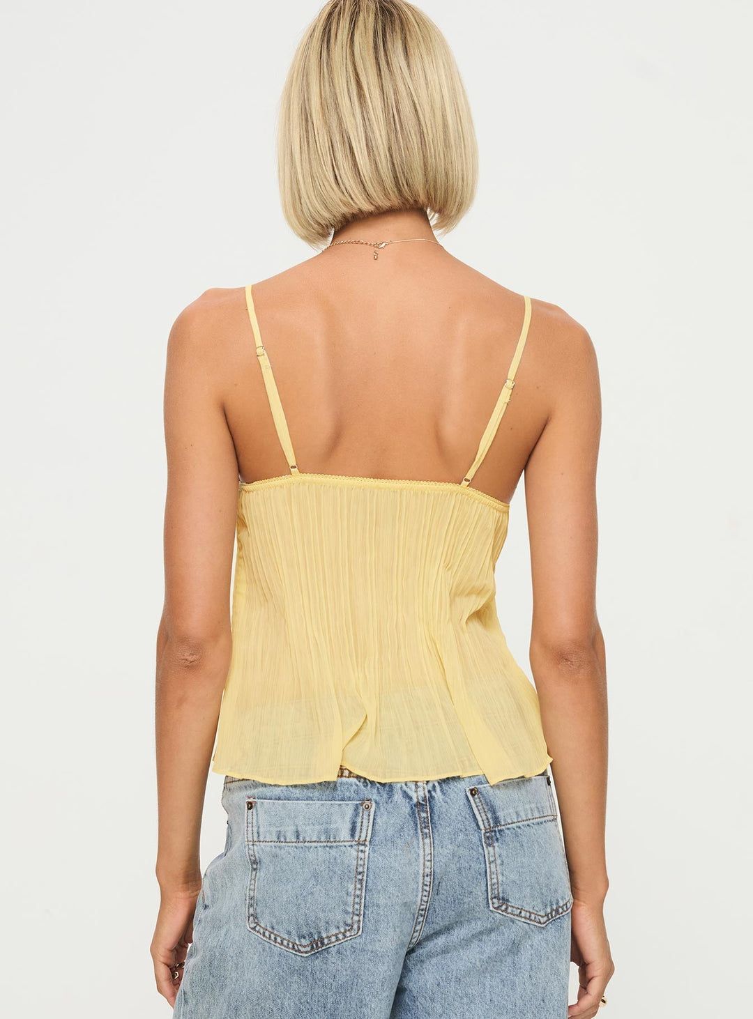 Yellow Top - Sleeveless - Loose Fit - Lace Top - Women's Top-Allison Arch